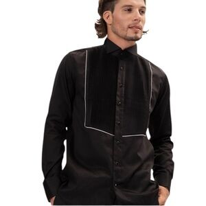 RON TOMSON FLAGSHIP BLACK TUXEDO SHIRT SIZE MEDIUM